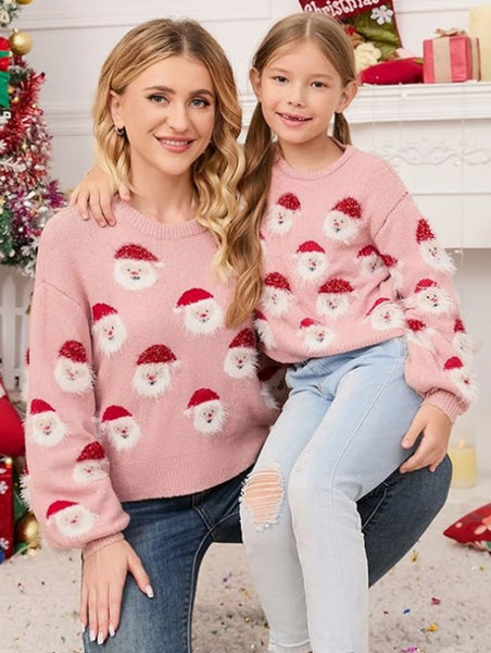 Mommy and Me Fuzzy Santa Sweater