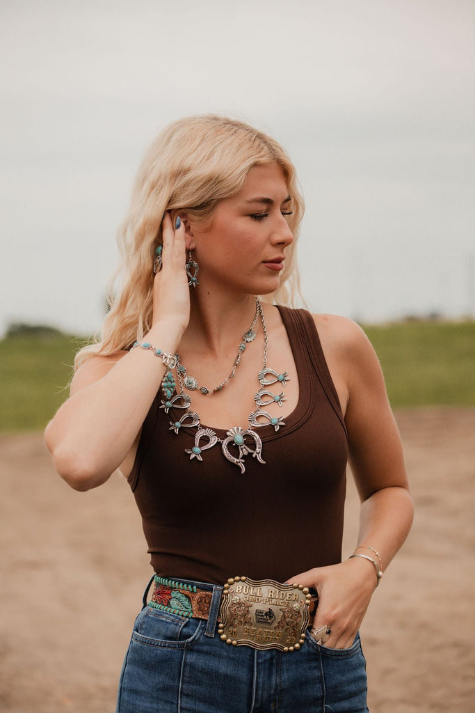 Squash Blossom and Faux Turquoise & Earring Set