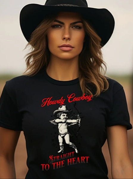 Howdy Cowboy Straight to the Heart Valentine Shirt