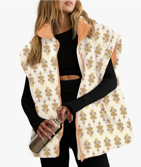 Wild and Free Floral Oversized Puffer Vest