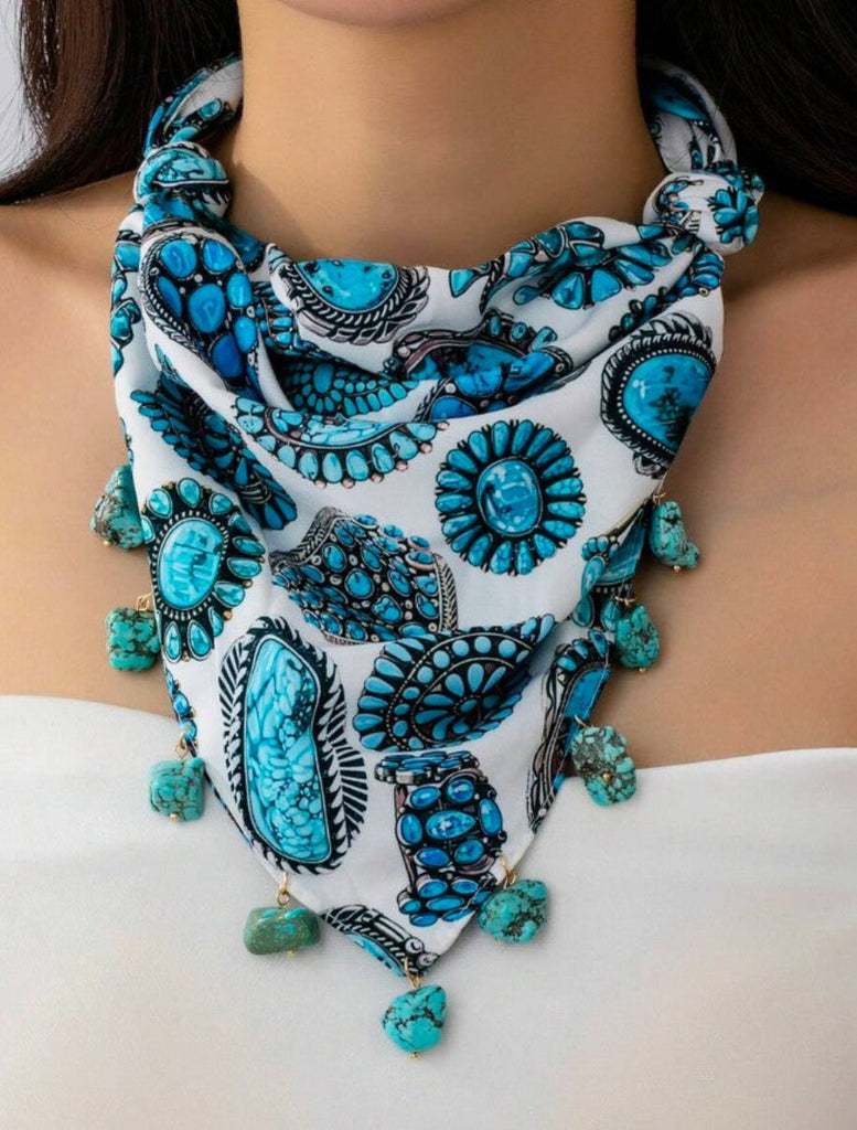 Turquoise Stone Bandana Scarf