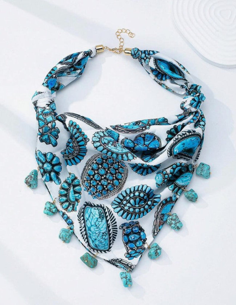 Turquoise Stone Bandana Scarf