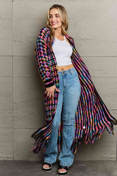 Western Spirit Multicolored Open Front Cardigan
