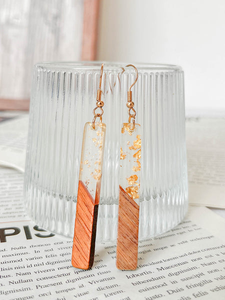 Wooden Geometric Drop Earrings
