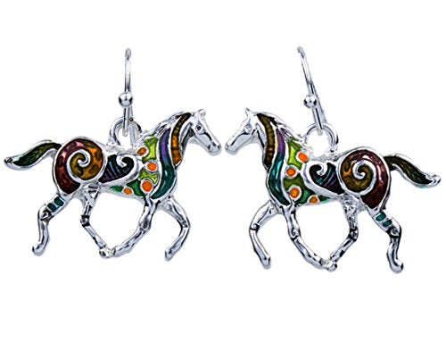 Hand Painted Enameled Horse Earrings