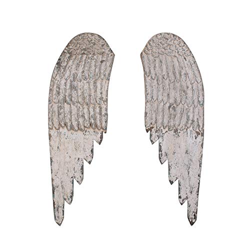 Large Decorative Wood Wall Angel Wings in Distressed Cream by Creative Co-op