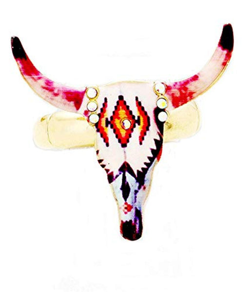 Western Tribal Steer Head Ring