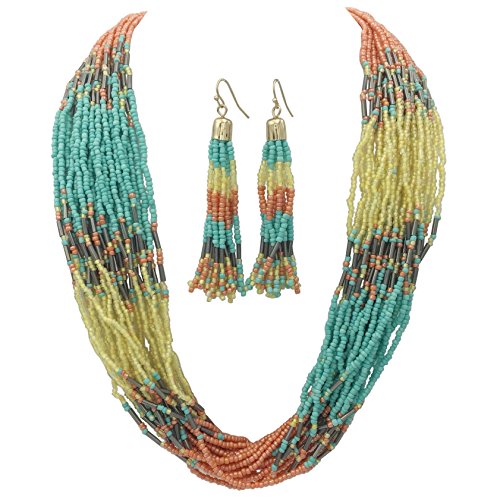 Sunset Canyon Glass Seed Bead Statement Necklace 