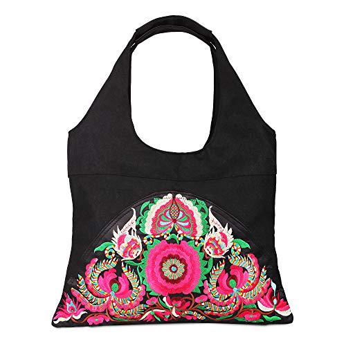 Mexican Blossom Embroidered Canvas Shoulder Bag