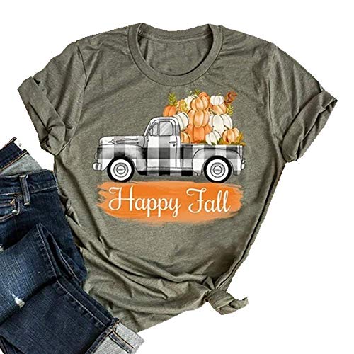 Happy Fall Buffalo Plaid Truck Tee Shirt