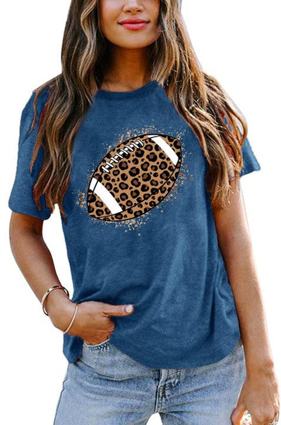 Game Day Leopard Football Tee Shirt
