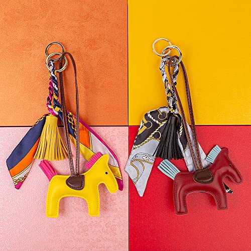 Leather Rodeo Horse Bag Charm Keychain