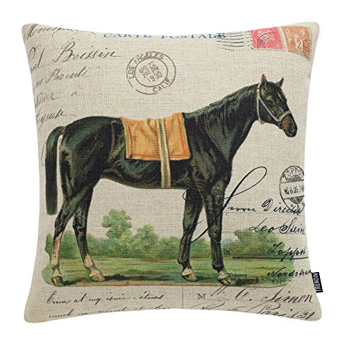 French Inspired Equestrian Horse Pillow Cover