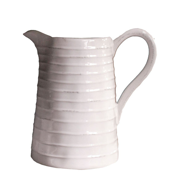 White Ceramic Pitcher by Creative Co-Op