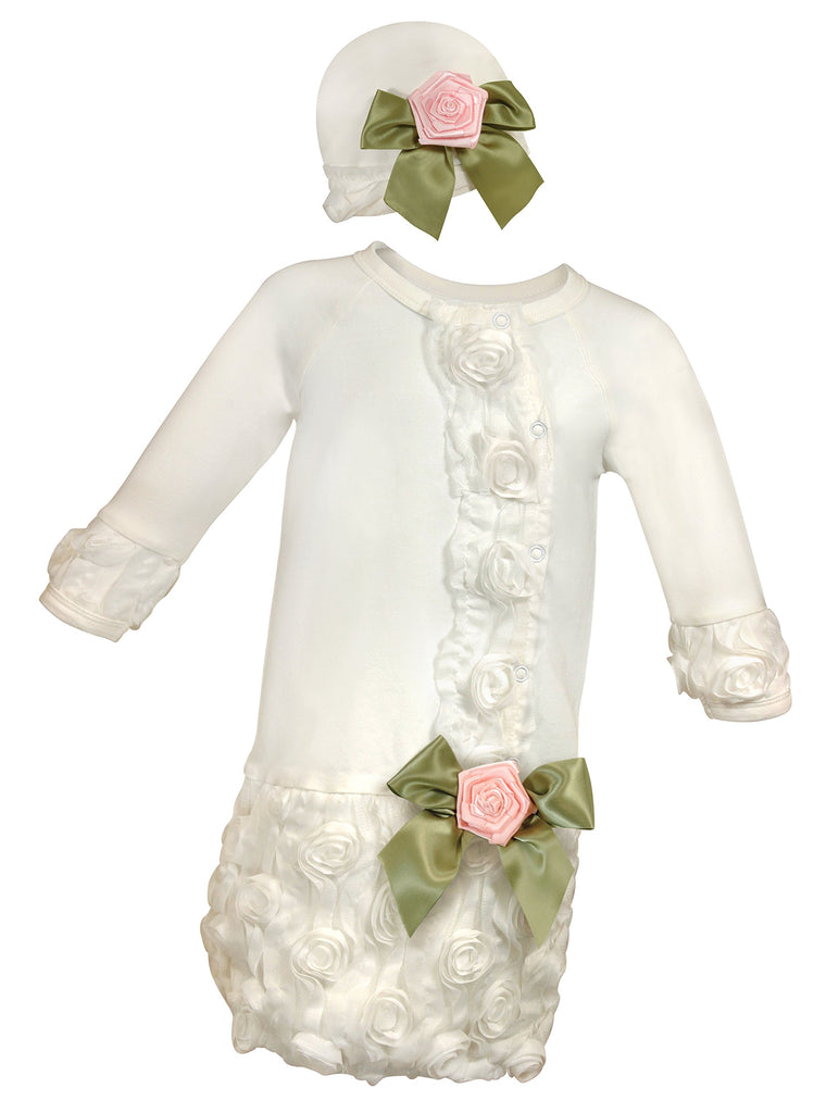 Girl's Night Out Baby Gown and Cap Set by Stephan Baby
