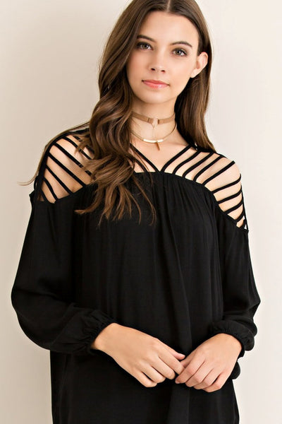 Boho Dreams Black Cutout Top - Posh Equestrian - 1