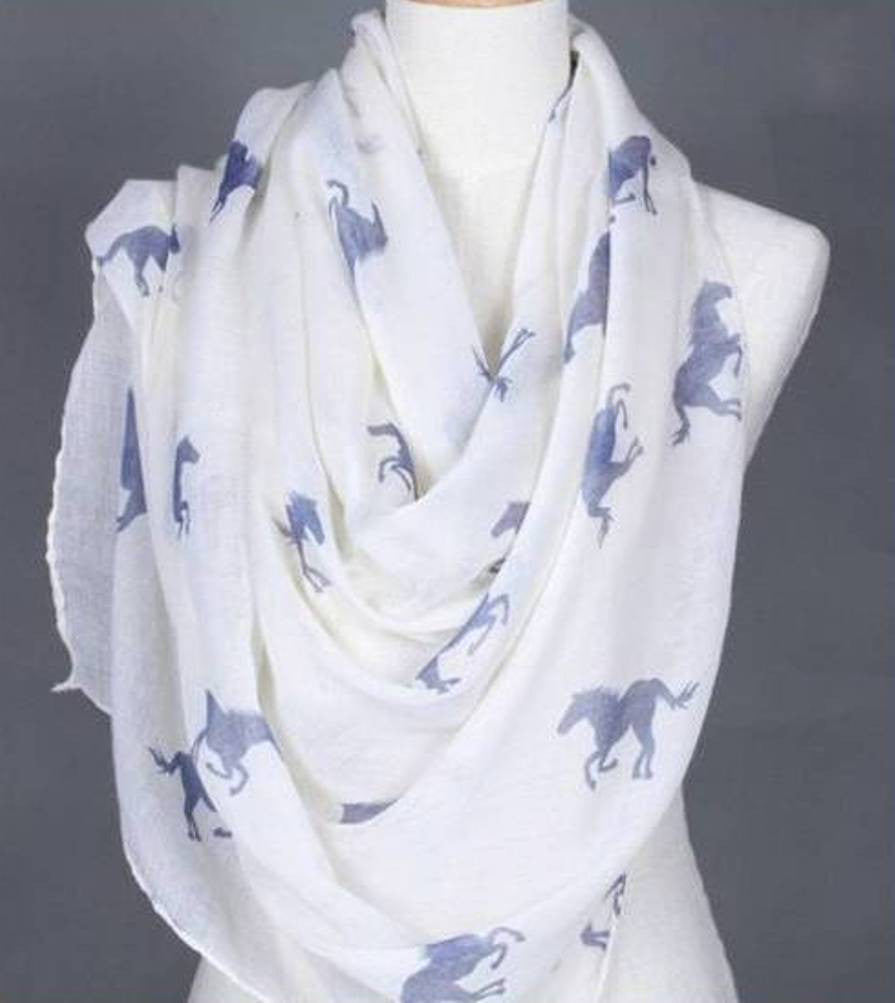 Lightweight Running Horse Grey and Black Scarf - Posh Equestrian