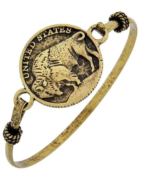 Gold and Silver Tone Buffalo Bracelet - Posh Equestrian - 1