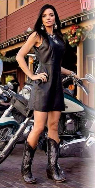 Cowgirl Justice Black Faux Leather Dress - Posh Equestrian