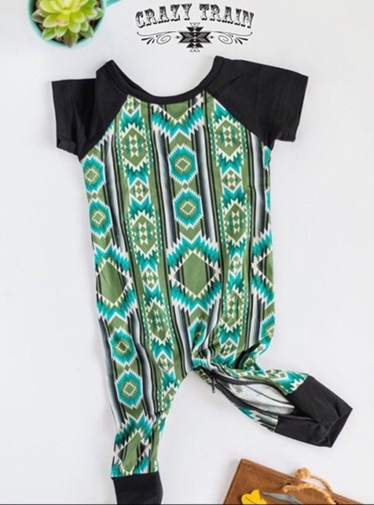 Cow Catcher Playdate Baby Aztec Romper by Crazy Train