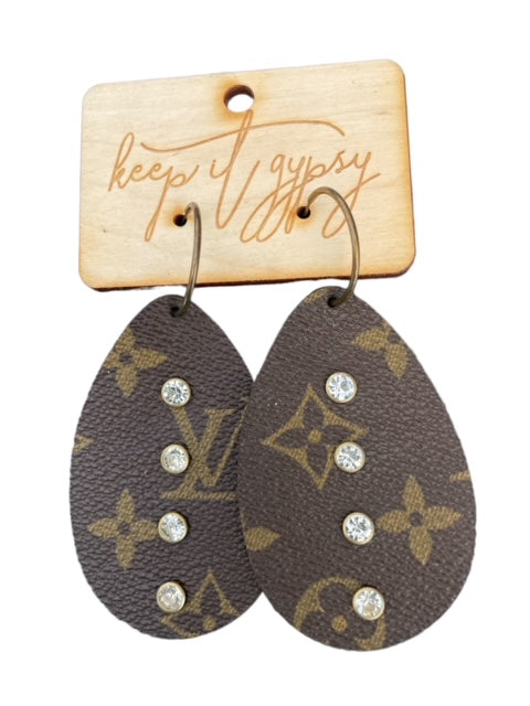 Louis Vuitton Teardrop Faux Leather Earrings