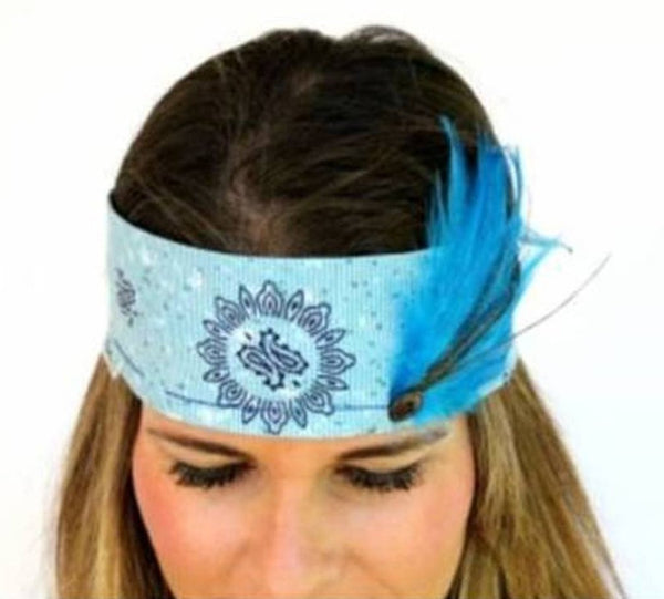 Boho Blue Feather Bandana - Posh Equestrian