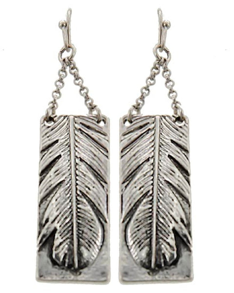 Silver Tone Feather Earrings - Posh Equestrian
