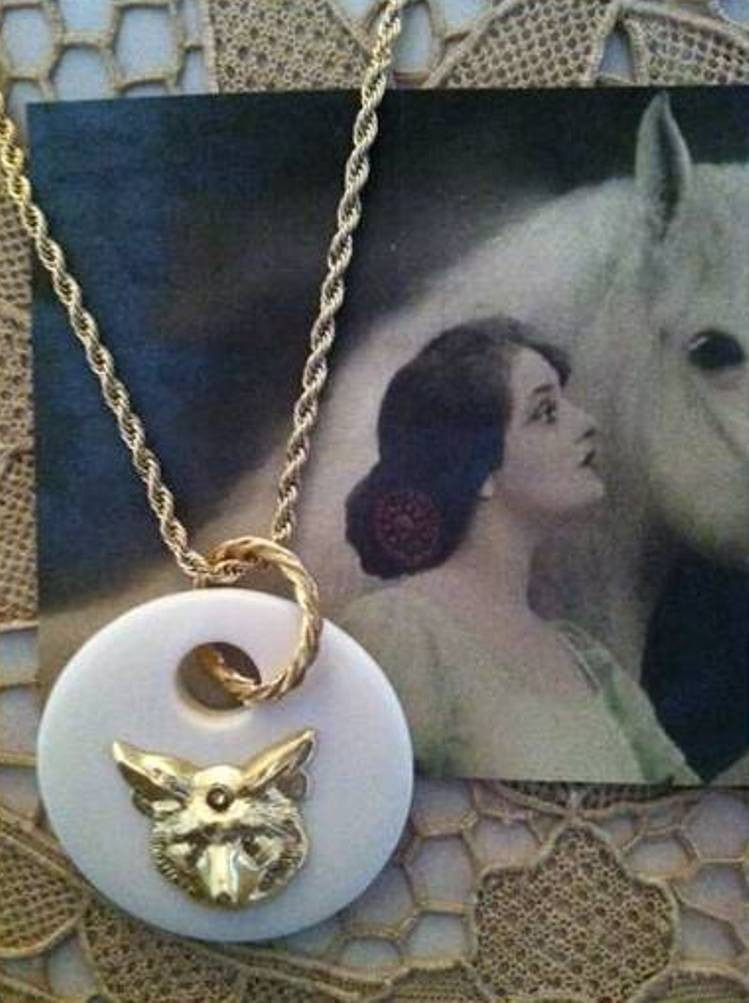 Hand Crafted Fox Head Pendant Necklace from Bosom Buddy Bags - Posh Equestrian