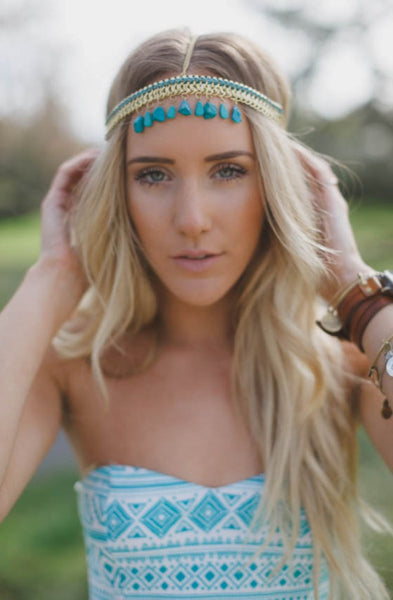 Worry Free Turquoise Head Chain - Posh Equestrian - 1