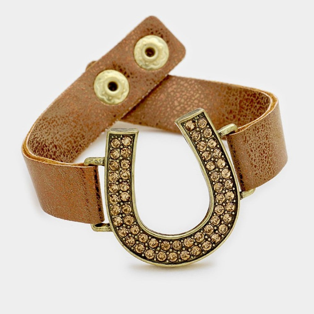 Topaz Horse Shoe Equestrian Wrap Bracelet