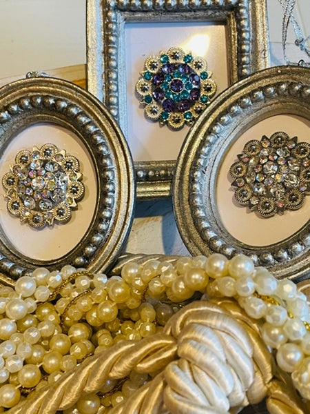 Gorgeous Framed Rhinestone Concho Christmas Tree Ornament 