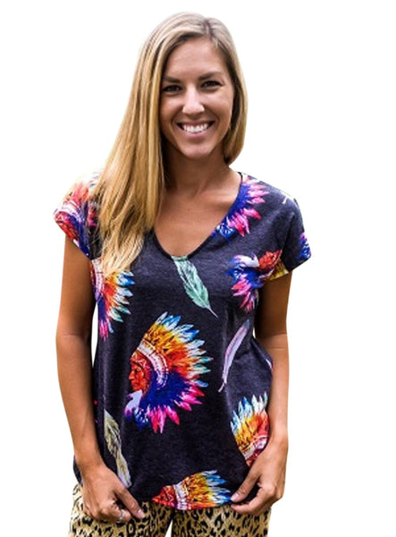 Colorful Indian Chief Tee - Posh Equestrian