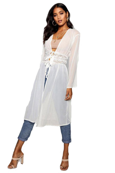 Romantic Spring Meadows Boho Cowgirl Lace Panel Kimono