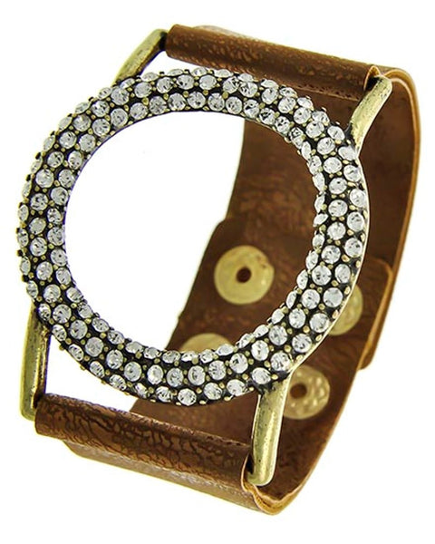 Round Rhinestone Leatherette Bracelet - Posh Equestrian