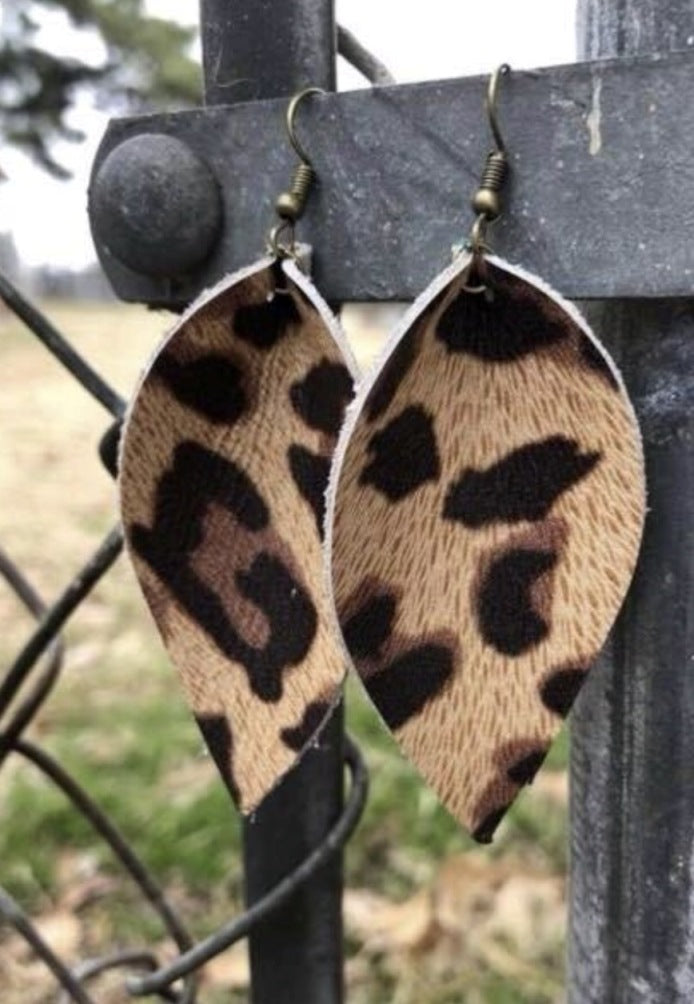 Handcrafted Leather Leopard Jojo Earrings