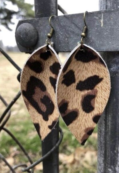 Handcrafted Leather Leopard Jojo Earrings