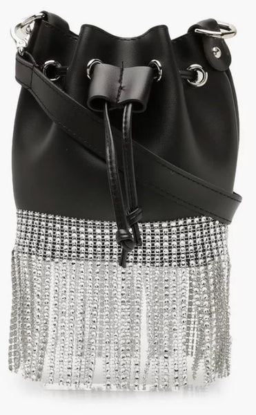 Black Rhinestone PU Leather Cross Body Bag