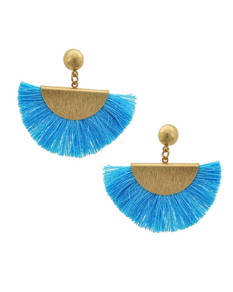 TTurquoise Fringe Crescent Earrings