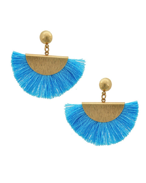 TTurquoise Fringe Crescent Earrings