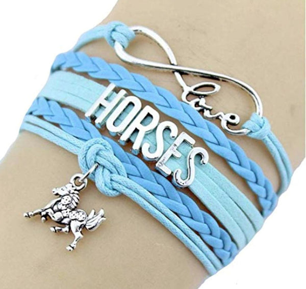 Turquoise I Love Horses Infinity Bracelet