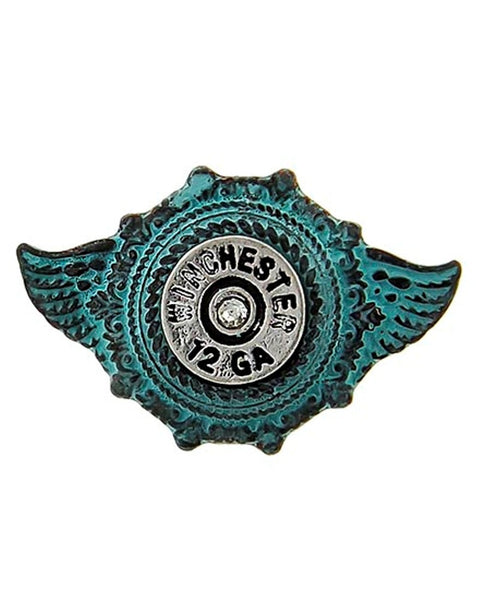 Angel Wing Bullet Ring in Patina or Gold - Posh Equestrian - 1