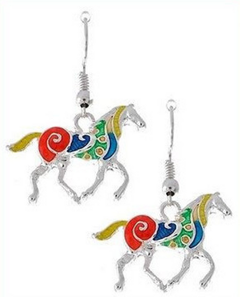 Colorful Dangle Equestrian Horse Earrings - Posh Equestrian