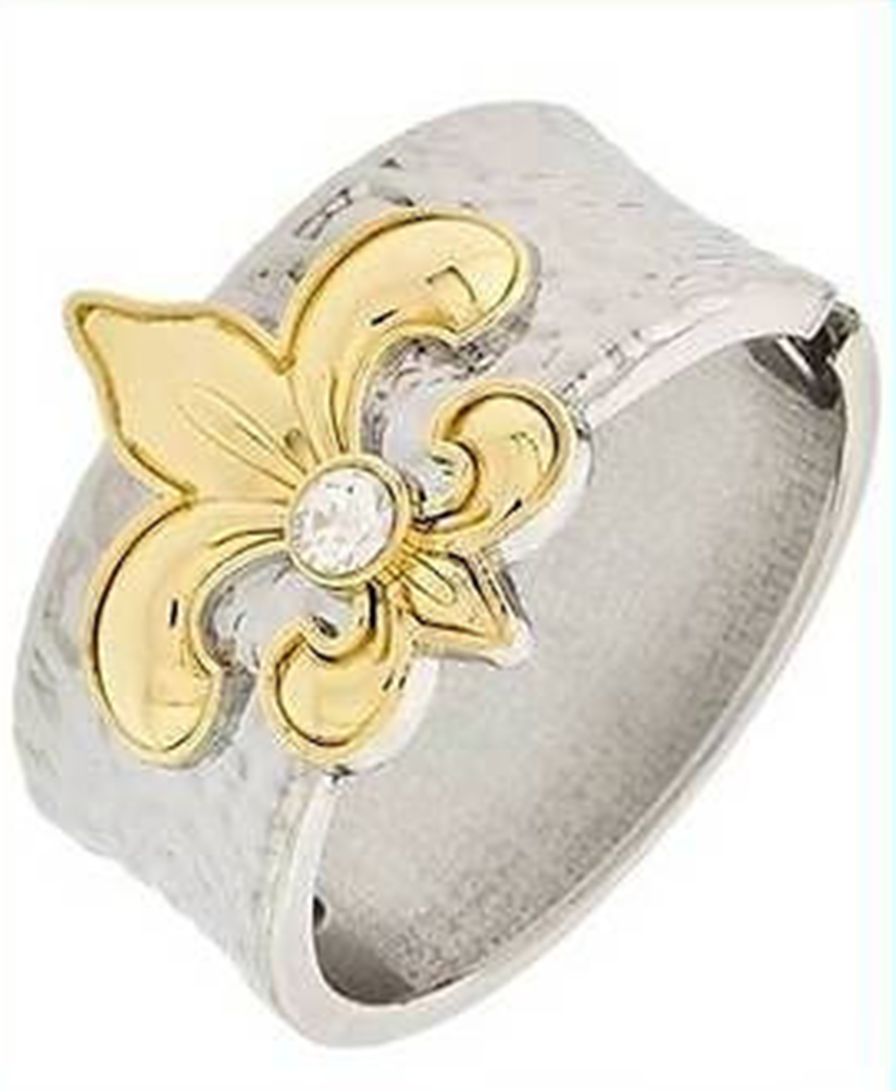 Two Tone Fleur de Lis Bangle Bracelet - Posh Equestrian