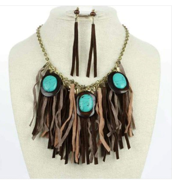 Suede Fringe Necklace