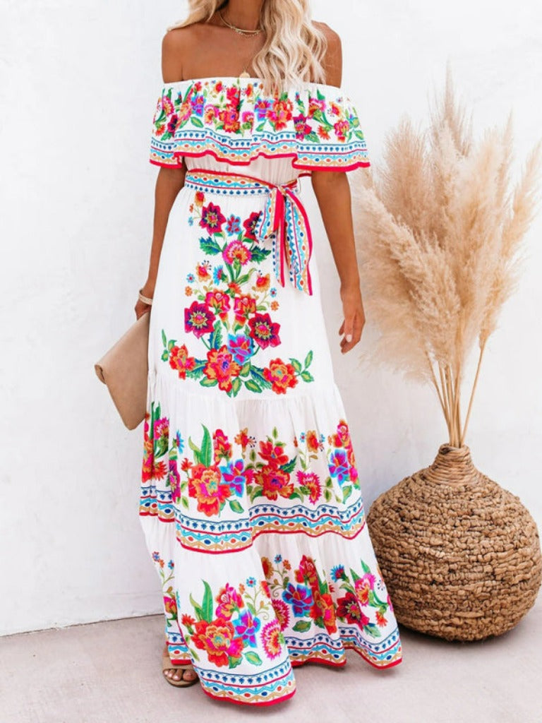 dahlia embroidered maxi dress Strapless Dahlia Sequins Embroidered Maxi Dress CHICIDA