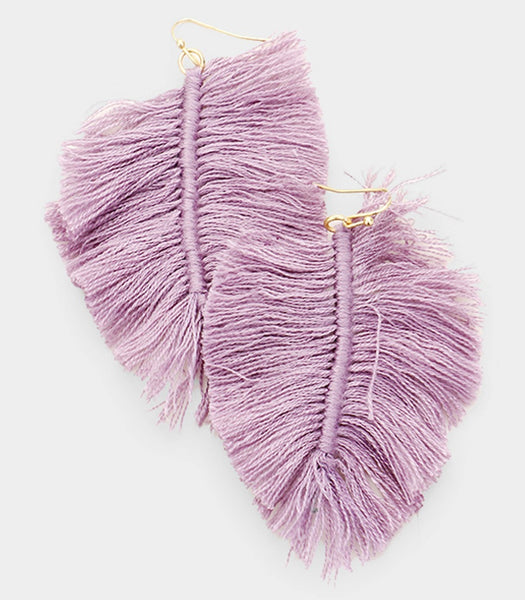 Lavender Fringed Feather Earrings