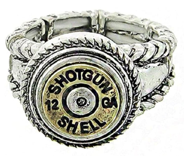 Silver Western Shotgun Shell Ring