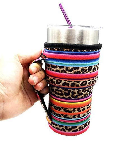 Serape and Leopard Insulated Cup Holder