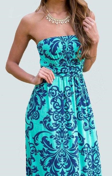 Oh So Beautiful Aqua and Blue Maxi Dress